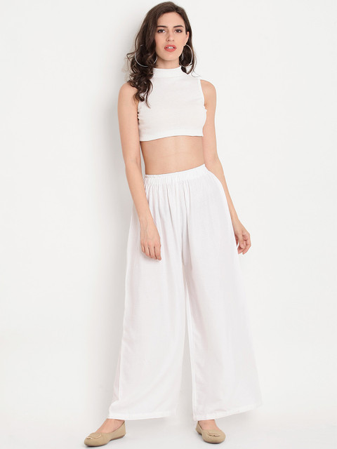 TAG 7 Women White Solid Straight Palazzos - Image 4