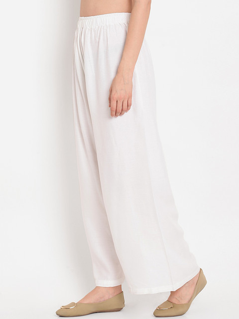 TAG 7 Women White Solid Straight Palazzos - Image 2