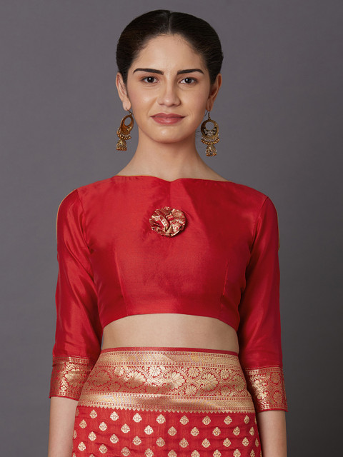 Mitera Red Woven Design Kanjeevaram Saree - Image 2