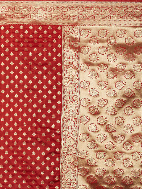 Mitera Red Woven Design Kanjeevaram Saree - Image 5