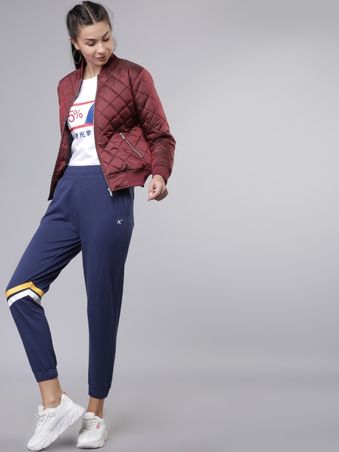 Tokyo Talkies Women Maroon Solid Quilted Jacket - Image 5