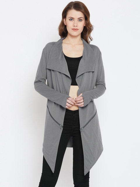 Hypernation Grey Solid Open Front Shrug