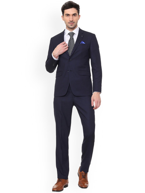 Louis Philippe Men Navy Blue Solid Slim-Fit Single-Breasted Suit