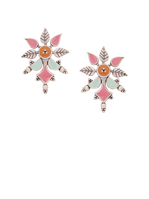 Voylla Silver-Plated & Enamelled Geometric Studs - Image 2