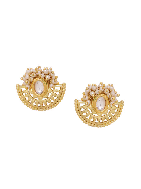 Voylla Gold-Toned Crescent Shaped Studs - Image 2