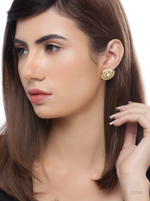 Voylla Gold-Toned Crescent Shaped Studs - Image 4