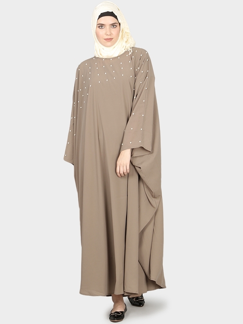 Nazneen Women Khaki-Coloured Solid Burqa with Hijab