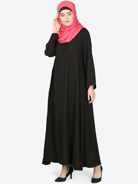Nazneen Women Black Solid Burqa with Hijab