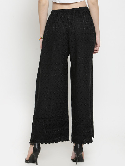 Clora Creation Women Black Straight Embroidered Palazzos - Image 3