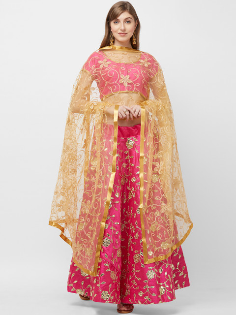 Dupatta Bazaar Gold-Coloured Embroidered Dupatta