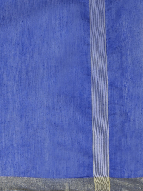 Dupatta Bazaar Women Blue & Gold-Toned Solid Dupatta - Image 2