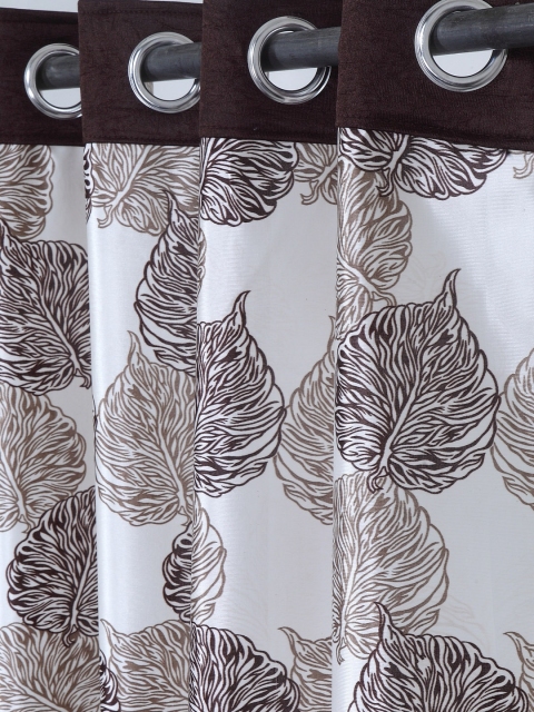 Cortina White & Brown Set of 2 Long Door Curtains - Image 3