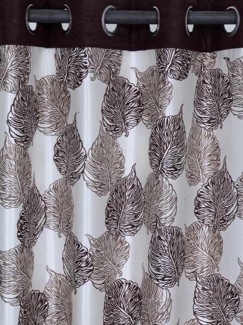 Cortina White & Brown Set of 2 Long Door Curtains - Image 2