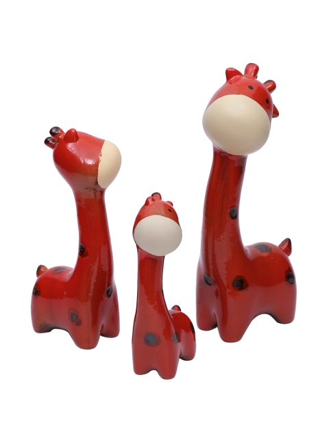 TAYHAA Set of 3 Red Giraffe Family Ceramic Showpiece - Image 4
