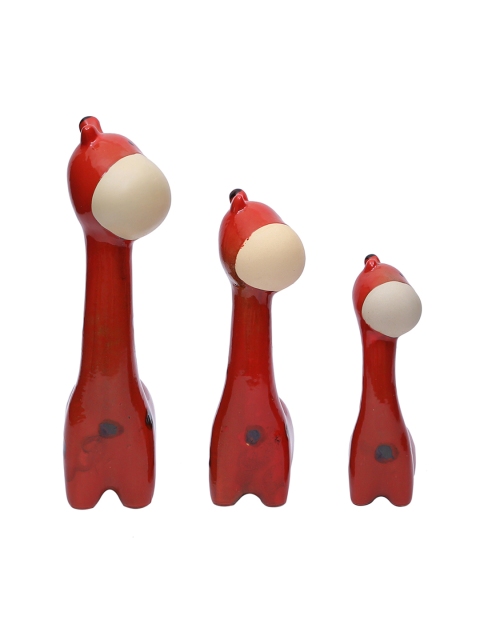 TAYHAA Set of 3 Red Giraffe Family Ceramic Showpiece - Image 2