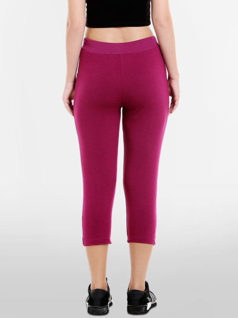 BODYACTIVE Women Magenta Solid Regular Fit Capris - Image 3