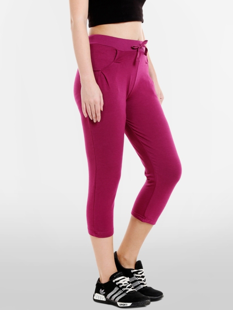 BODYACTIVE Women Magenta Solid Regular Fit Capris - Image 2