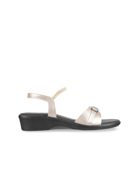 WALKWAY by Metro Women Gold-Toned Solid Heels - Image 3