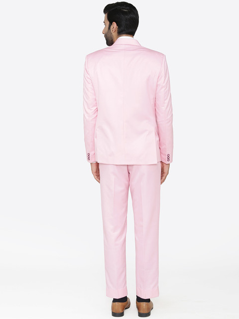 Wintage Men Pink Solid Single-Breasted Regular Fit Party Suit - Image 4