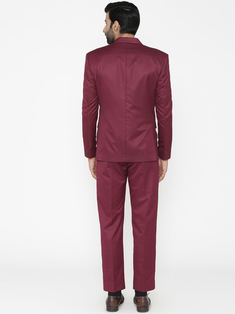 Wintage Men Magenta Solid Single-Breasted Regular Fit Party Suit - Image 4