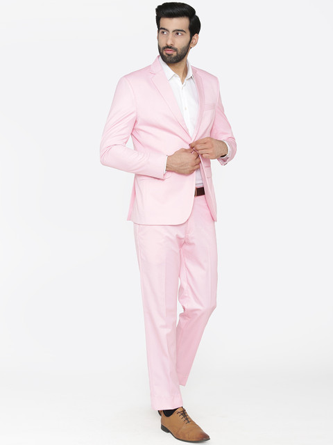 Wintage Men Pink Solid Single-Breasted Regular Fit Party Suit - Image 3