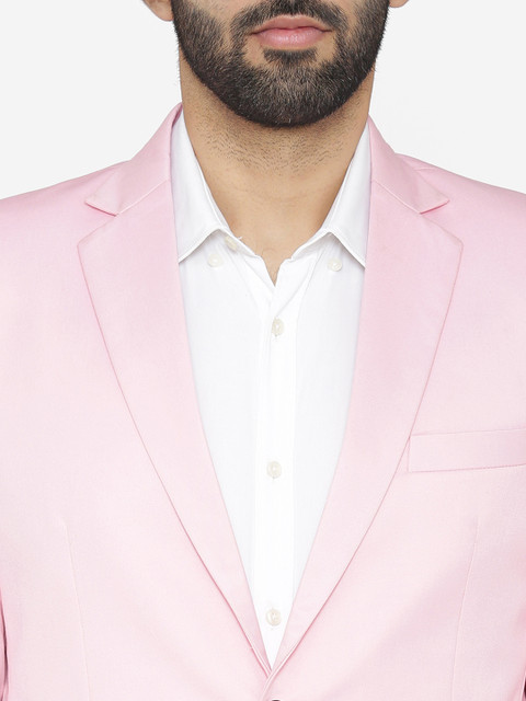 Wintage Men Pink Solid Single-Breasted Regular Fit Party Suit - Image 2