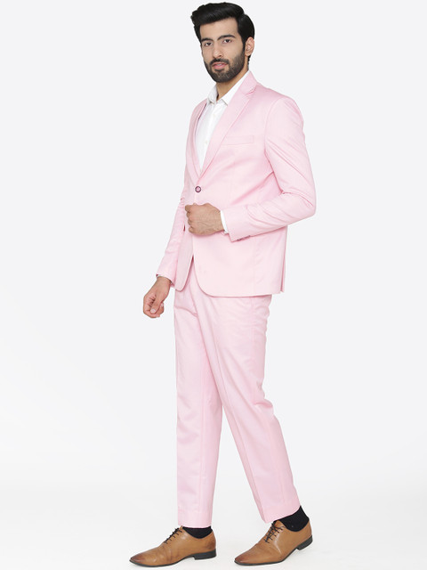 Wintage Men Pink Solid Single-Breasted Regular Fit Party Suit - Image 5