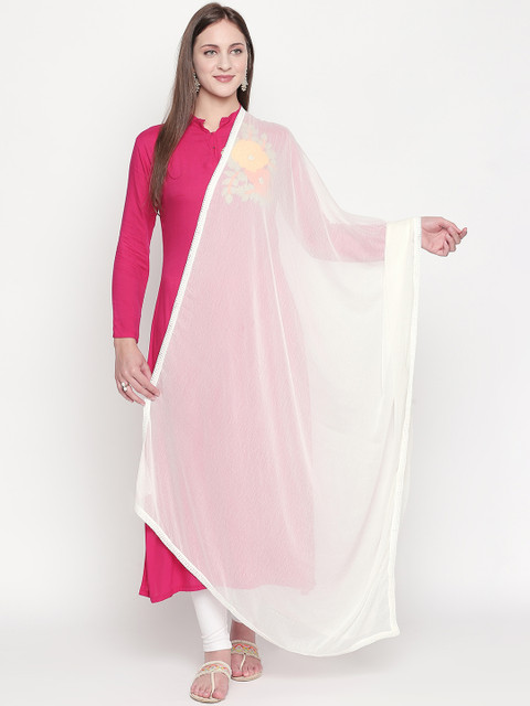 Dupatta Bazaar Off-White Solid Dupatta