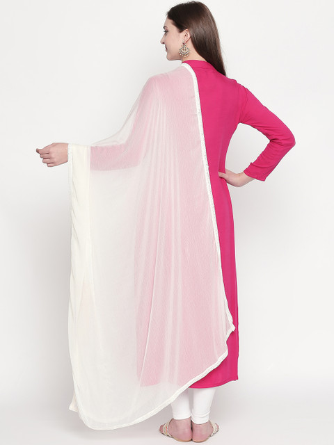 Dupatta Bazaar Off-White Solid Dupatta - Image 4
