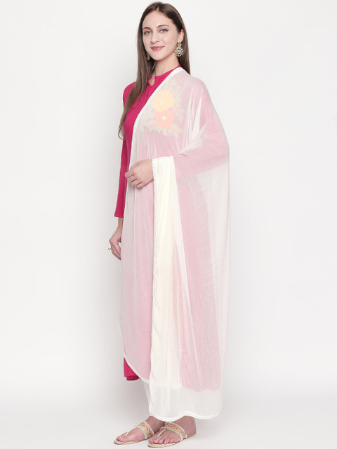 Dupatta Bazaar Off-White Solid Dupatta - Image 3