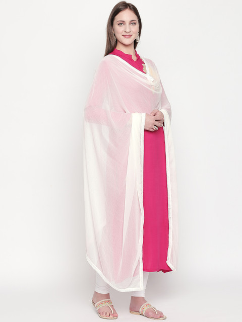 Dupatta Bazaar Off-White Solid Dupatta - Image 5