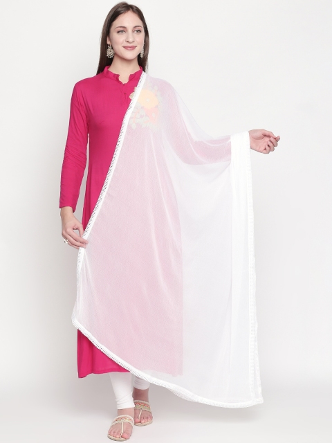 Dupatta Bazaar Women White Solid Dupatta