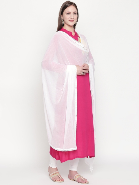 Dupatta Bazaar Women White Solid Dupatta - Image 4