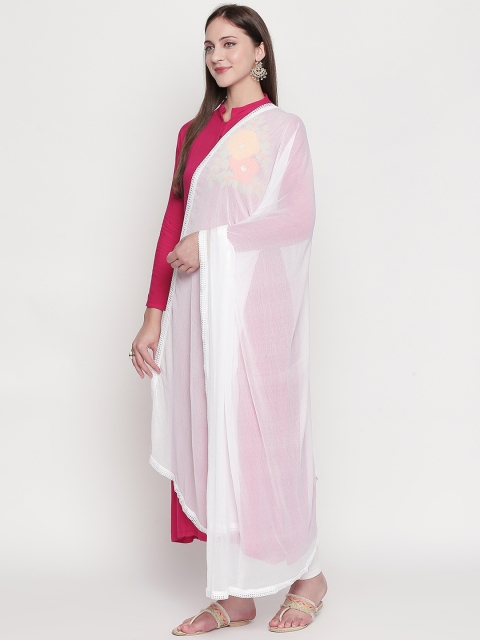 Dupatta Bazaar Women White Solid Dupatta - Image 3