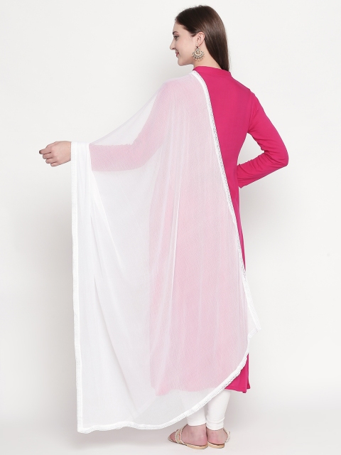 Dupatta Bazaar Women White Solid Dupatta - Image 5