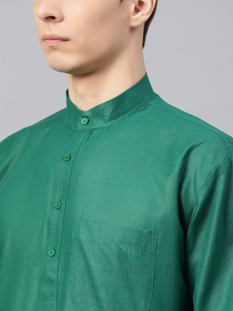 SOJANYA Men Green Solid Straight Kurta - Image 2