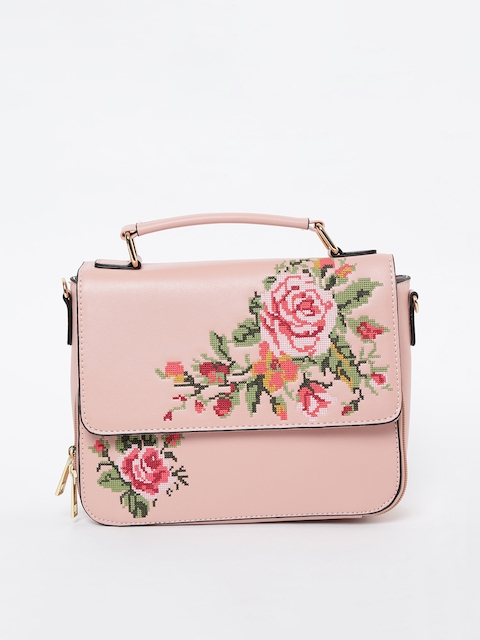 Ginger by Lifestyle Pink & Green Printed Satchel