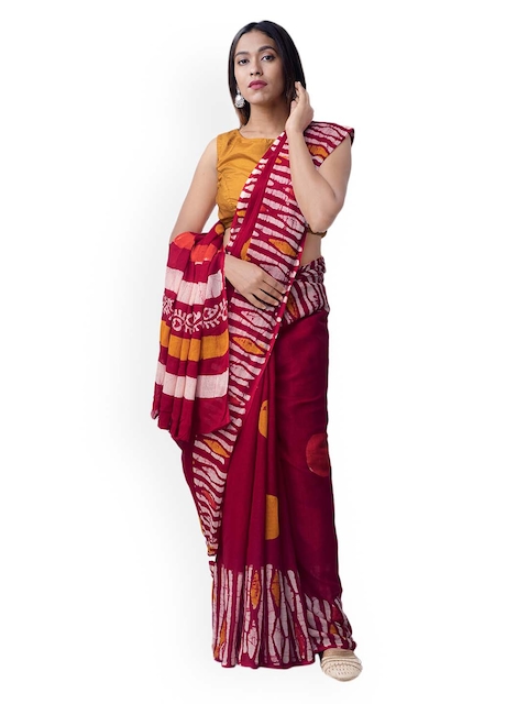 Unnati Silks Red & Yellow Pure Cotton Printed Kota Saree