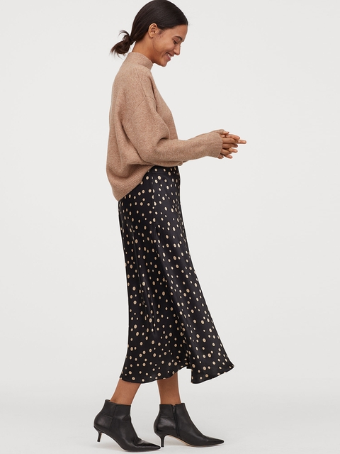 H&M Women Black & Beige Printed Patterned Skirt