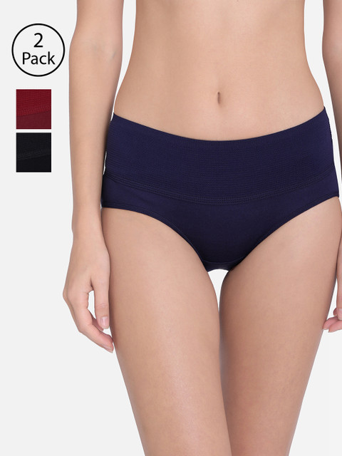 Red Rose Women Pack of 3 Solid Shaper Briefs Monal_Navy Blue-Maroon-Black