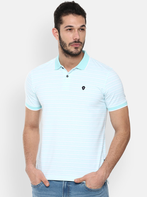 Van Heusen Sport Men Blue Printed Polo Collar T-shirt