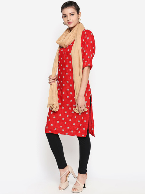 RANGMANCH BY PANTALOONS Beige Solid Pure Cotton Dupatta - Image 4