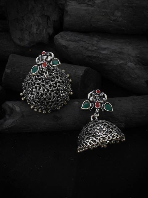 Silvermerc Designs Silver-Plated Dome Shaped Jhumkas