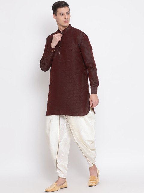 VASTRAMAY Men White Solid Dhoti - Image 4