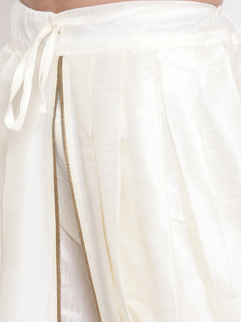 VASTRAMAY Men White Solid Dhoti - Image 5