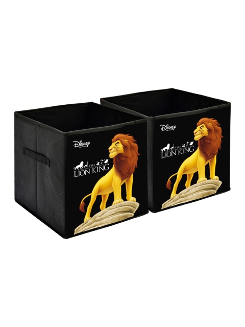 Kuber Industries Set Of 2 Black & Yellow Disney Lion King Printed Non-Woven Foldable Cloth Storage Boxes