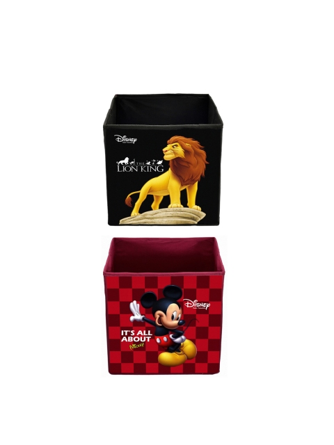 Kuber Industries Set of 2 Disney Mickey & Lion King Printed Foldable Cloth Storage Box