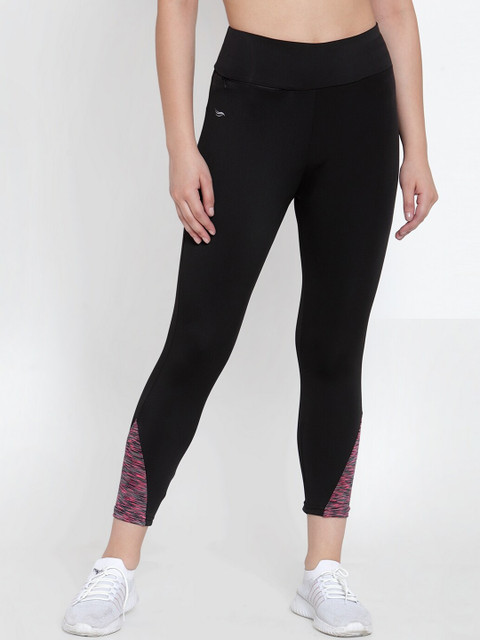 Black & Pink Activewear/Yoga/Gym/Sports Track Pants with Zipped Pocket