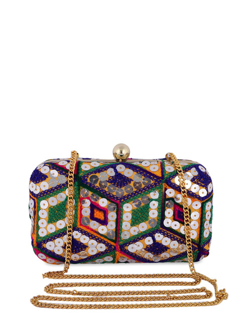 REZZY Blue & Green Embellished Embellished Clutch - Image 6
