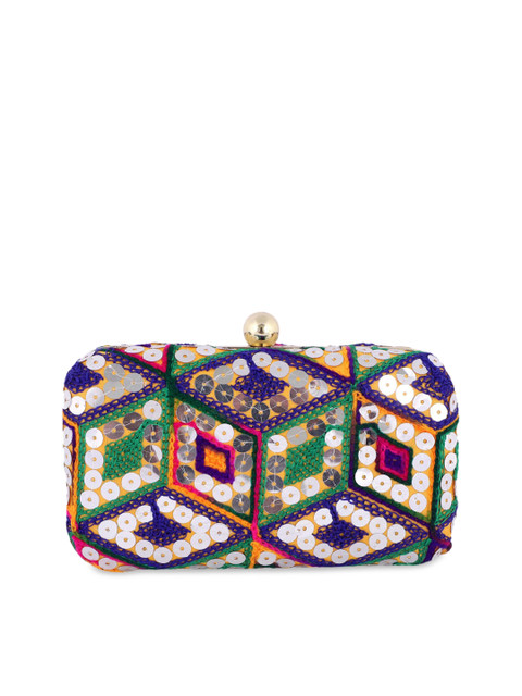 REZZY Blue & Green Embellished Embellished Clutch - Image 3